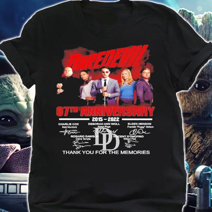 Daredevil 07th Anniversary 2015-2022 Signatures Thank You For The Memories Shirt t-shirt