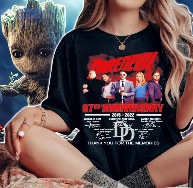 Daredevil 07th Anniversary 2015-2022 Signatures Thank You For The Memories Shirt t-shirt