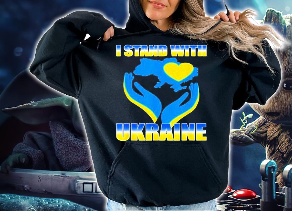 I Stand With Ukraine Ukrainian Flag Map And Heart 2022 T-Shirt t-shirt hoodie