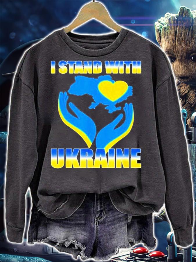 I Stand With Ukraine Ukrainian Flag Map And Heart 2022 T-Shirt t-shirt sweatshirt