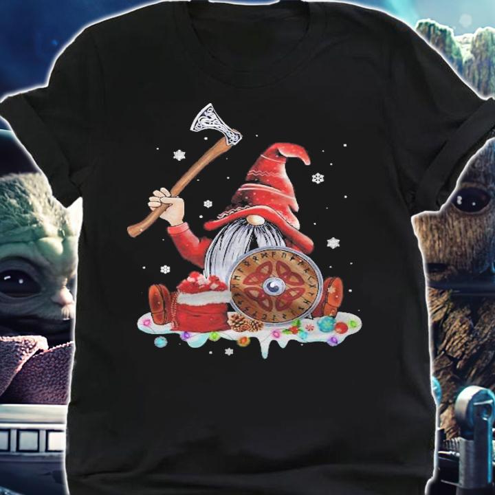 Norse Mythology Xmas Red Hat Gnome Beard Viking Weapons Christmas Graphic Classic T-shirt t-shirt