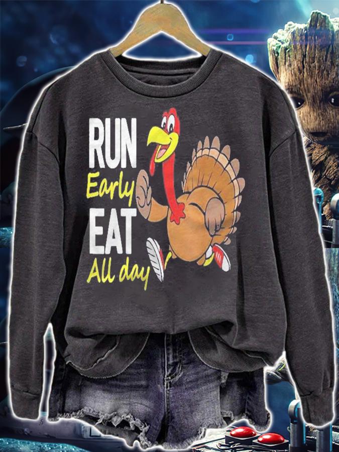 Run Early Eat All Day Thanksgiving Turkey Trot Funny Running Shirt t-shirt
