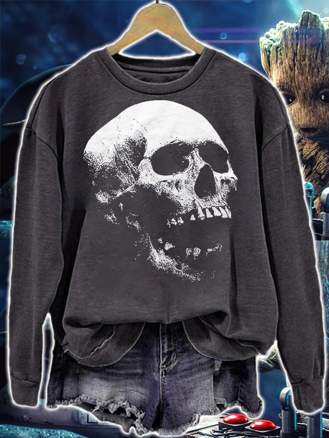 Scary Halloween Evil Screaming Human Skull Shirt t-shirt sweatshirt