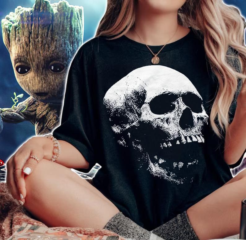 Scary Halloween Evil Screaming Human Skull Shirt t-shirt woman shirt