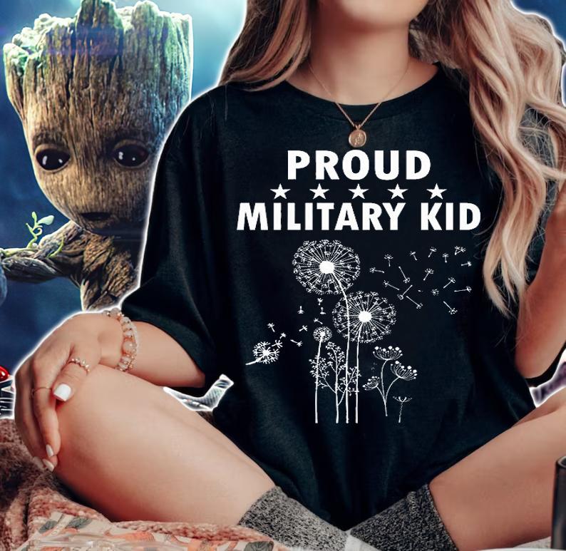 Kids Proud Military Kid Month Of The Military Child Military Kid T-Shirt t-shirt woman shirt