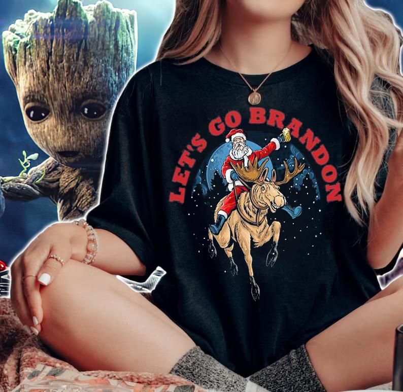 Santa Claus Riding Reindeer Fjb, Dementia Biden, Donald 2024, Impeach Joe Biden, Election 2024 T-Shirt t-shirt woman shirt