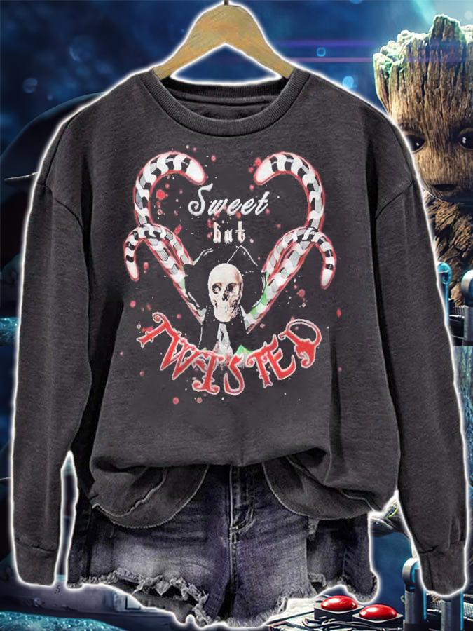 Sweet but twisted skulls and candy canes Christmas T-shirt t-shirt sweatshirt