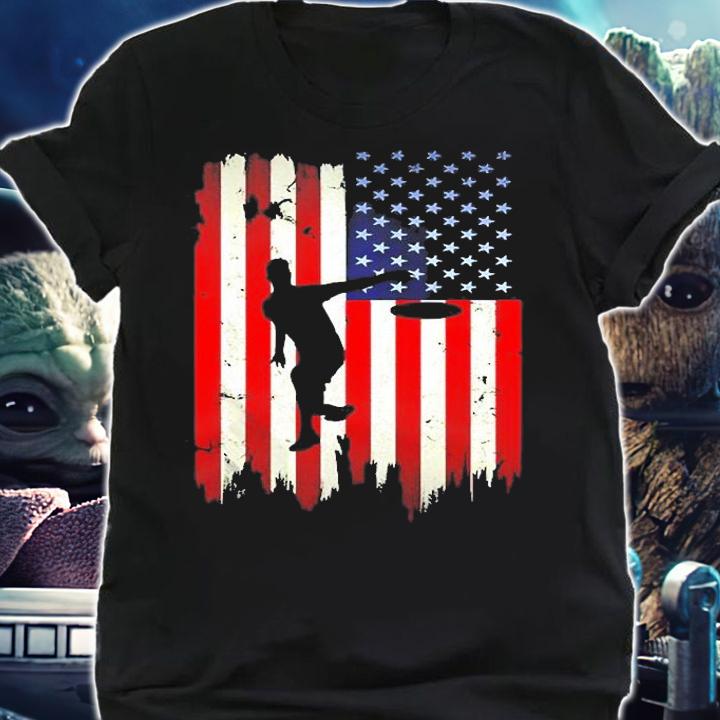 Ultimate Frisbee Disc Golf USA American Flag 4th of July T-Shirt t-shirt shirt