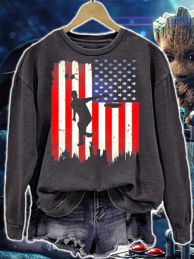 Ultimate Frisbee Disc Golf USA American Flag 4th of July T-Shirt t-shirt sweatshirt