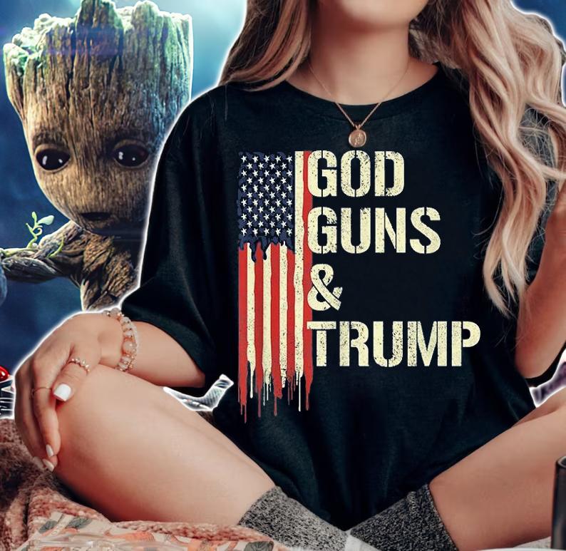 God Guns And Trump I 2nd Amendment Trump Flag America Vintage T-Shirt t-shirt woman shirt