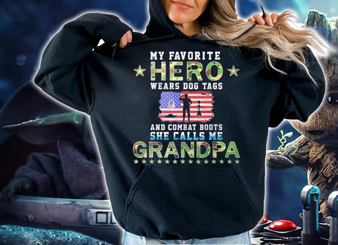 Hero Wears Dog Tags & Combat Boots Proud Army Grandpa Shirt t-shirt