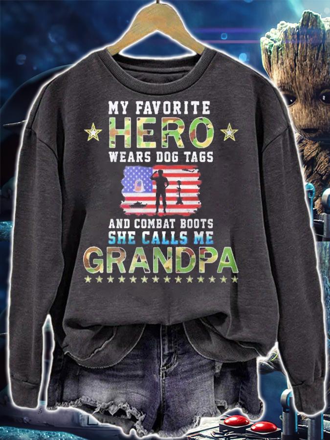 Hero Wears Dog Tags & Combat Boots Proud Army Grandpa Shirt t-shirt