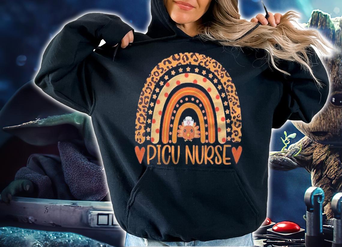 Turkey Nurse Leopard Thanksgiving Picu Nurse Rainbow Women Shirt t-shirt hoodie