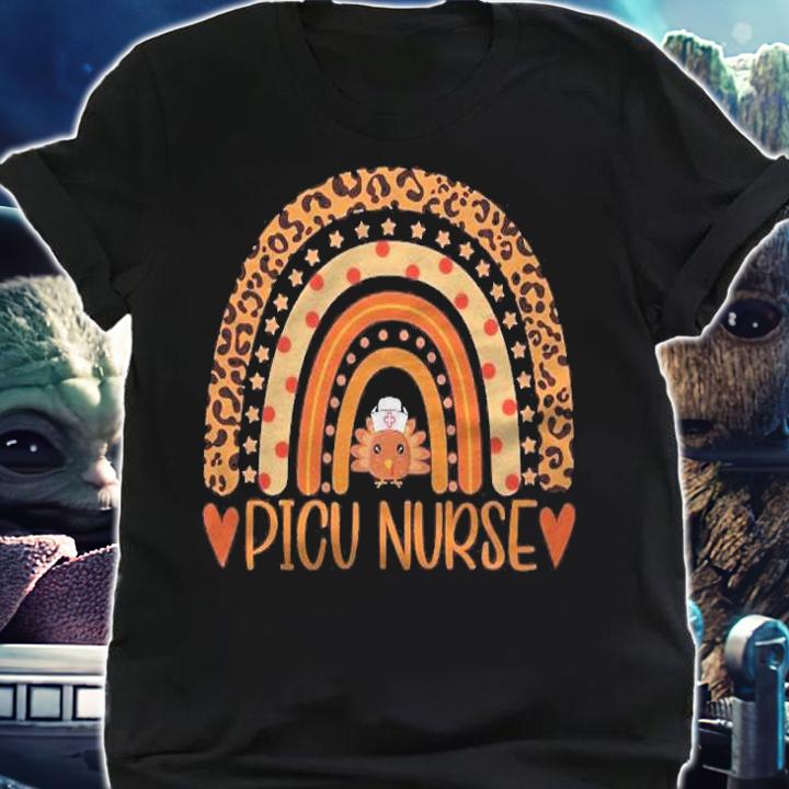 Turkey Nurse Leopard Thanksgiving Picu Nurse Rainbow Women Shirt t-shirt shirt