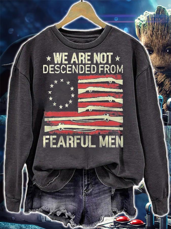 We Are Not Descended From Fearful Men Gun Flag On Back Premium Shirt t-shirt sweatshirt