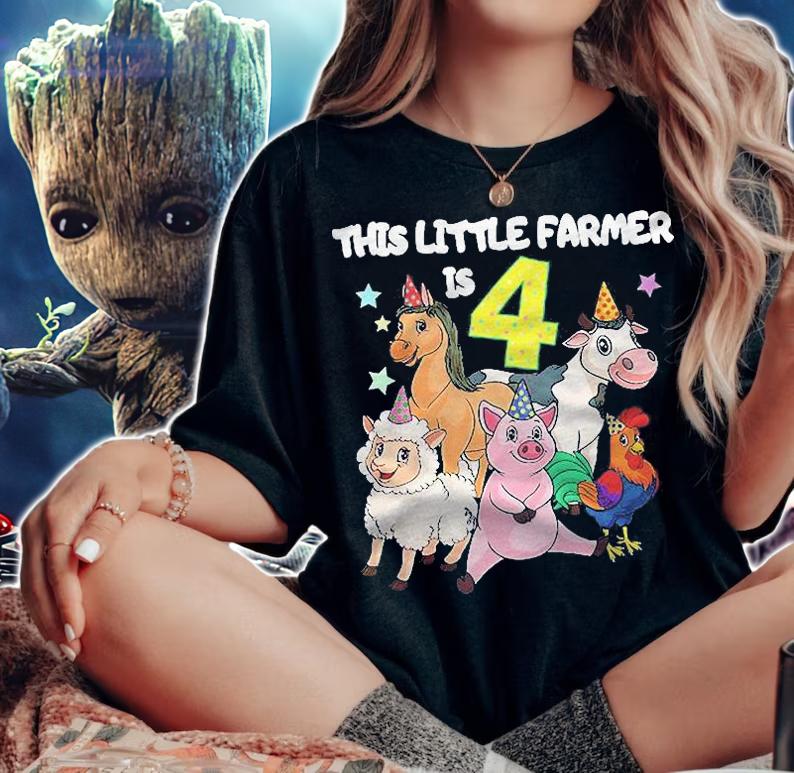 Kids Farm 4 Years Old Birthday Outfit Boy 4Th Birthday Shirt t-shirt woman shirt