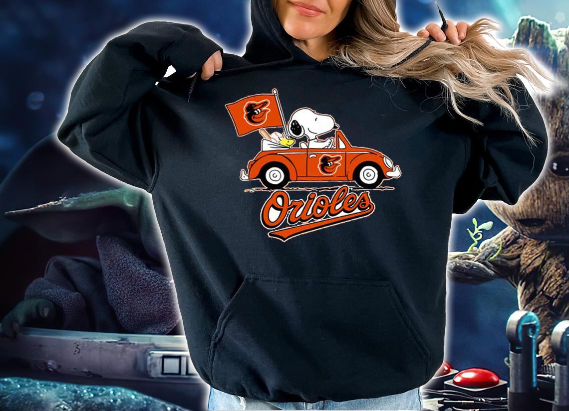 Baltimore Orioles Snoopy Woodstock Driving Car t-shirt hoodie