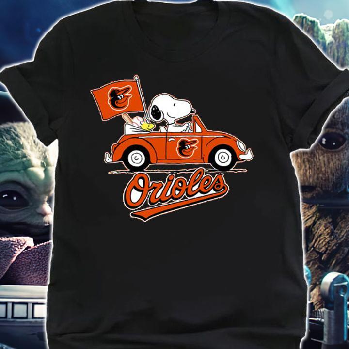 Baltimore Orioles Snoopy Woodstock Driving Car t-shirt shirt
