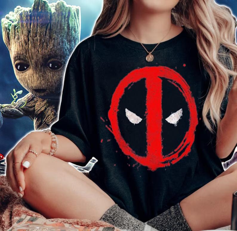 Marvel Deadpool Symbol Red Spray Paint Shirt t-shirt woman shirt