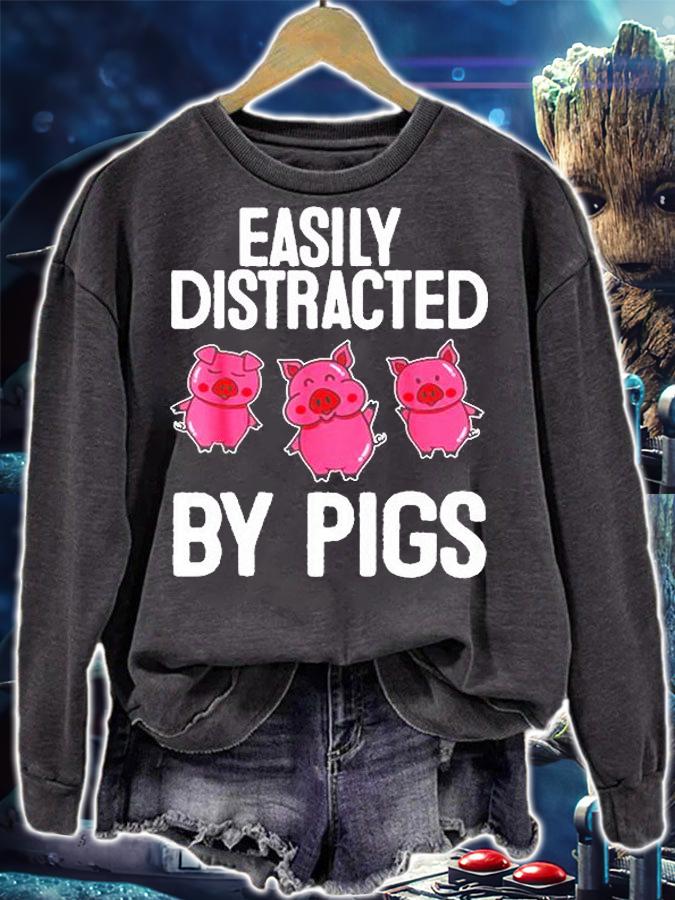 Easily Distracted By Pigs Pig Animal Lover T-Shirt t-shirt sweatshirt