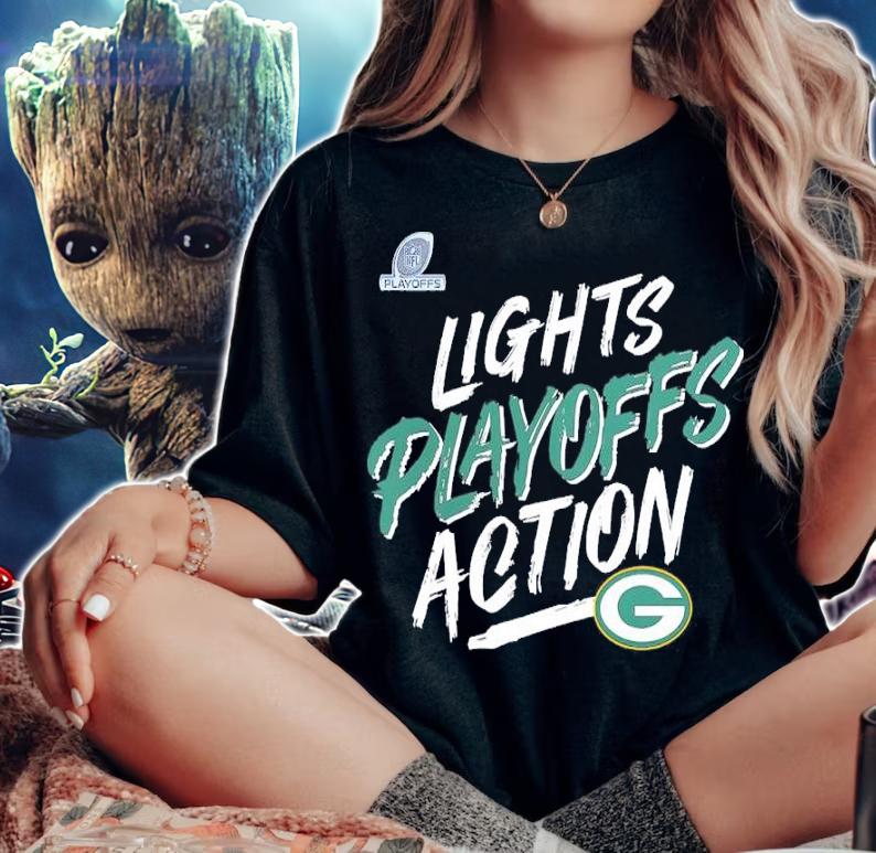 Green Bay Packers 2021 NFL Playoffs Bound Lights Action shirt t-shirt