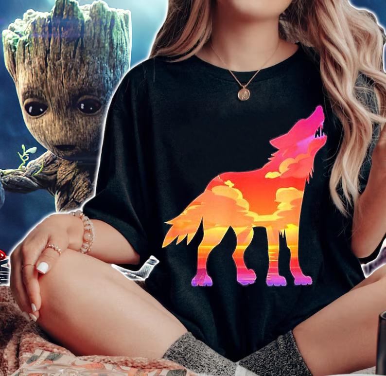 Forest Sunset Wolf T-Shirt t-shirt woman shirt