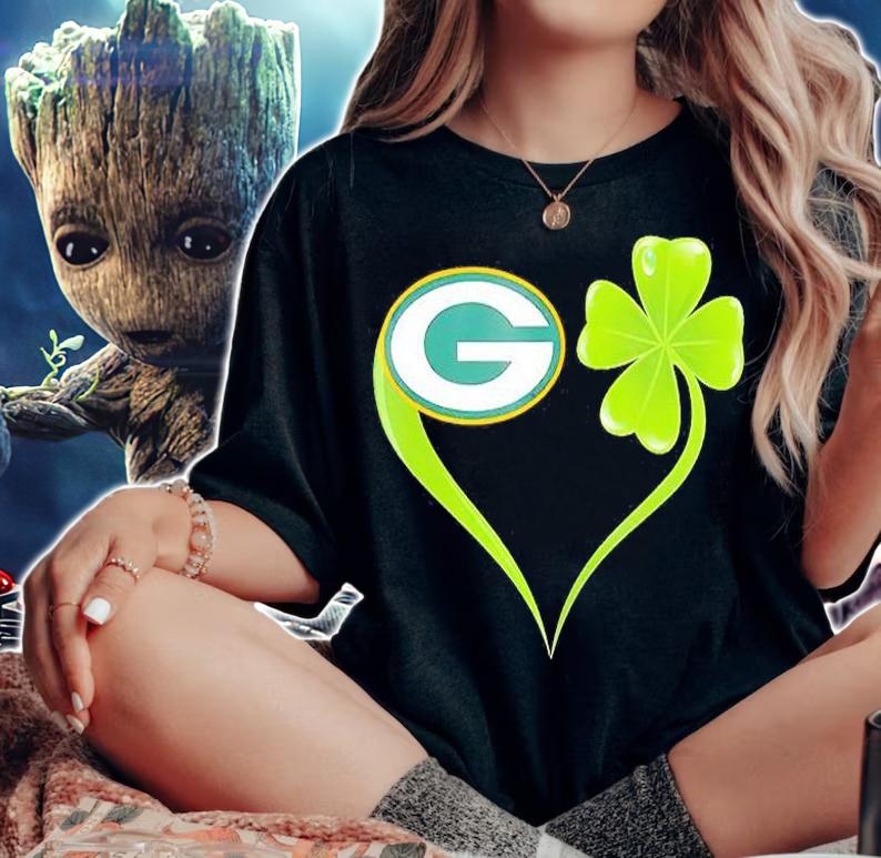 Green Bay Packers Shamrock Heart St Patrick's Day T-Shirt t-shirt woman shirt