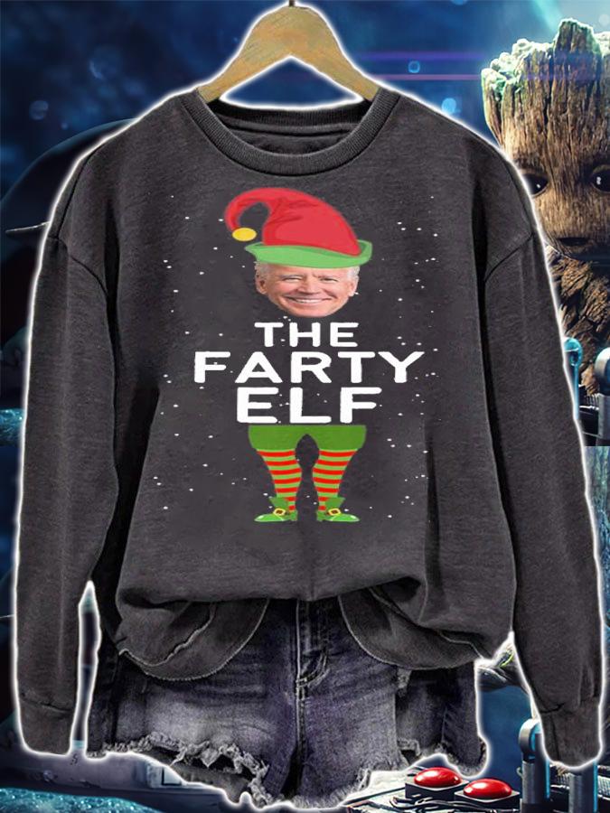 Joe Biden Christmas Funny The Farty Elf T-Shirt sweatshirt