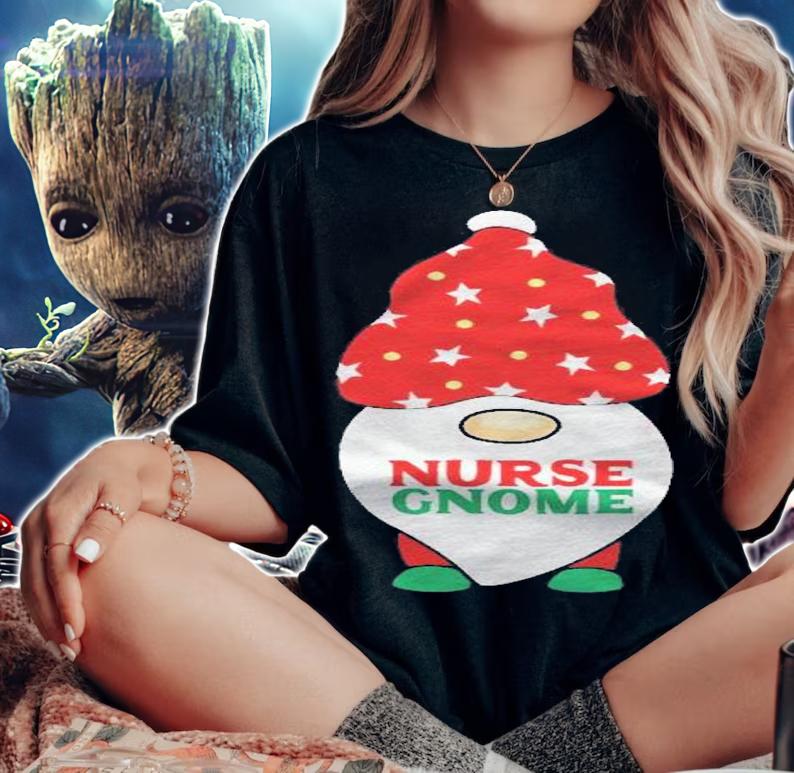 Nurse Gnome Rn Funny Gnomes Matching Christmas Pajamas Xmas Shirt