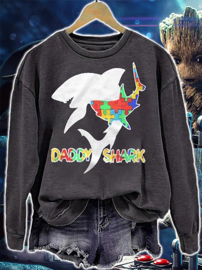Daddy Shark Autism Awareness Kid Shark Gift Fathers Day Shirt sweatshirt
