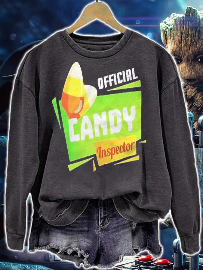 Official Candy Inspector Candy Corn Halloween Costume Pun Shirt