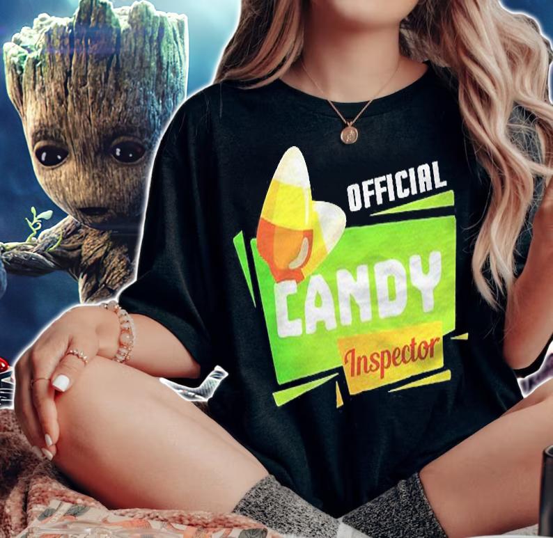 Official Candy Inspector Candy Corn Halloween Costume Pun Shirt