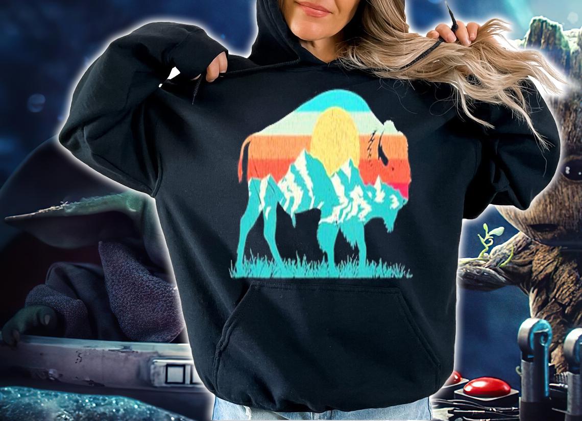 Vintage National Park Bison Landscape Buffalo Retro T-Shirt hoodie