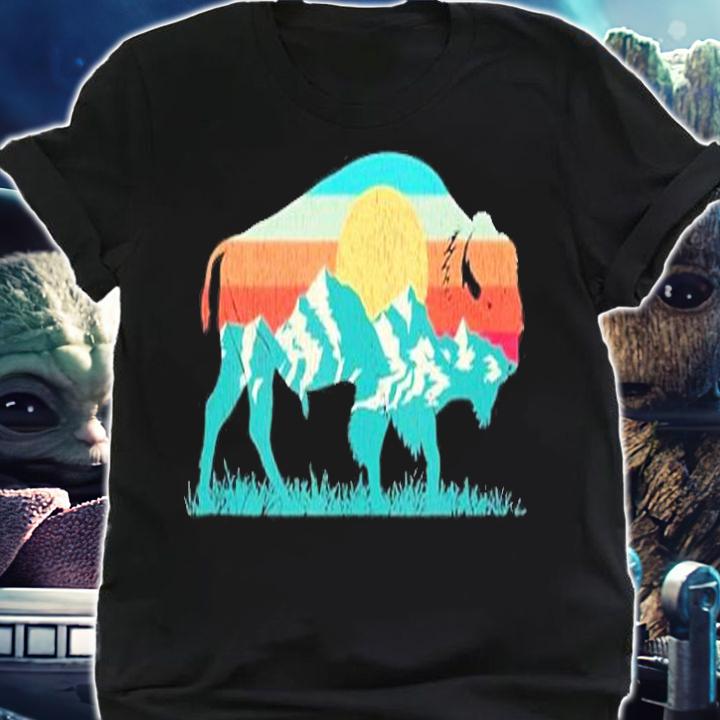 Vintage National Park Bison Landscape Buffalo Retro T-Shirt shirt