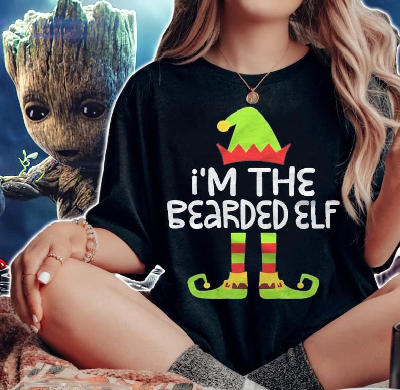 Im The Bearded Elf Matching Christmas Costume Shirt woman shirt