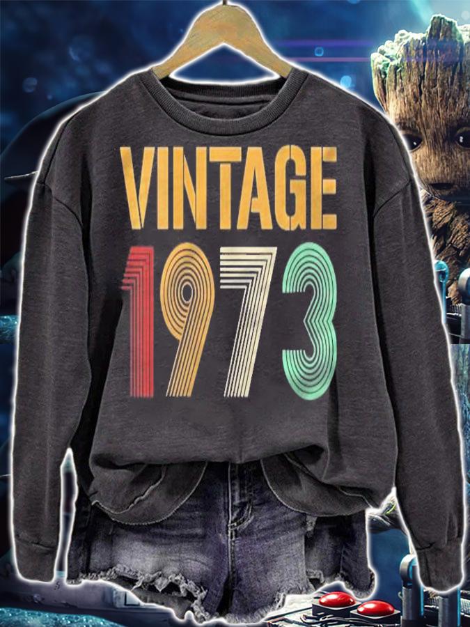 Womens Happy 47Th Birthday Vintage Since 1973 70S Retro Shirt sweatshirt