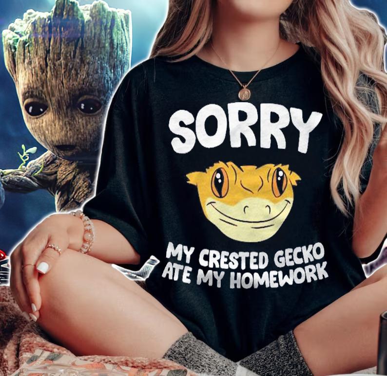 Crested Gecko Sorry My Crested Gecko Ate My Homework Shirt woman shirt