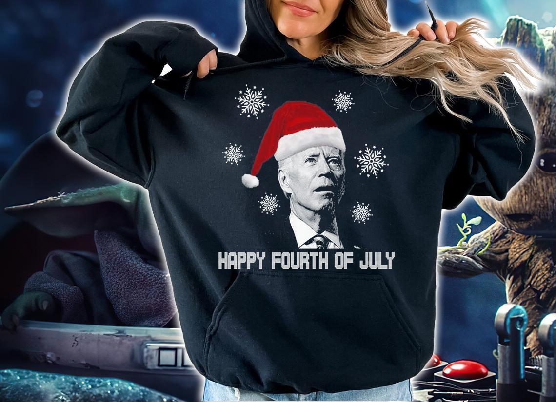 Funny Anti Joe Biden Happy 4th Of July Snowflakes Merry Christmas T-Shirt hoodie
