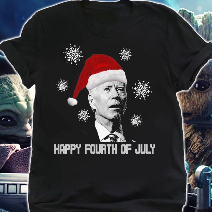 Funny Anti Joe Biden Happy 4th Of July Snowflakes Merry Christmas T-Shirt shirt