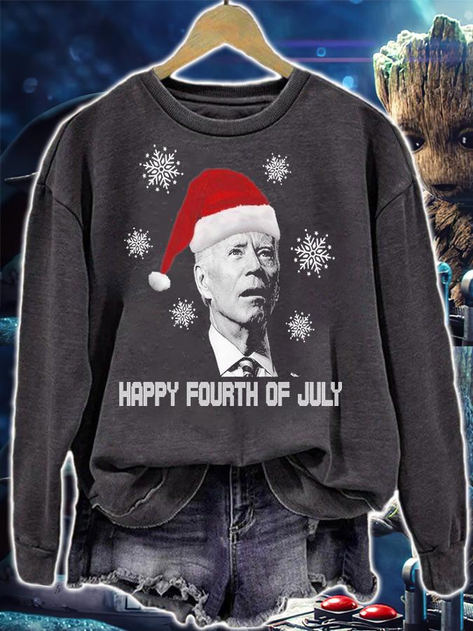 Funny Anti Joe Biden Happy 4th Of July Snowflakes Merry Christmas T-Shirt sweatshirt