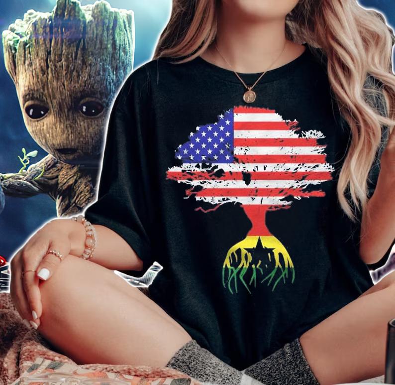 Ghanaian Roots American Flag Ghana Gifts Premium Shirt woman shirt