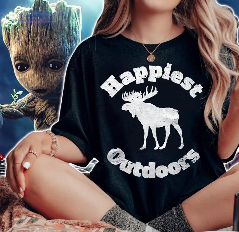 Happiest Outdoors Moose Distressed Gift Premium Shirt