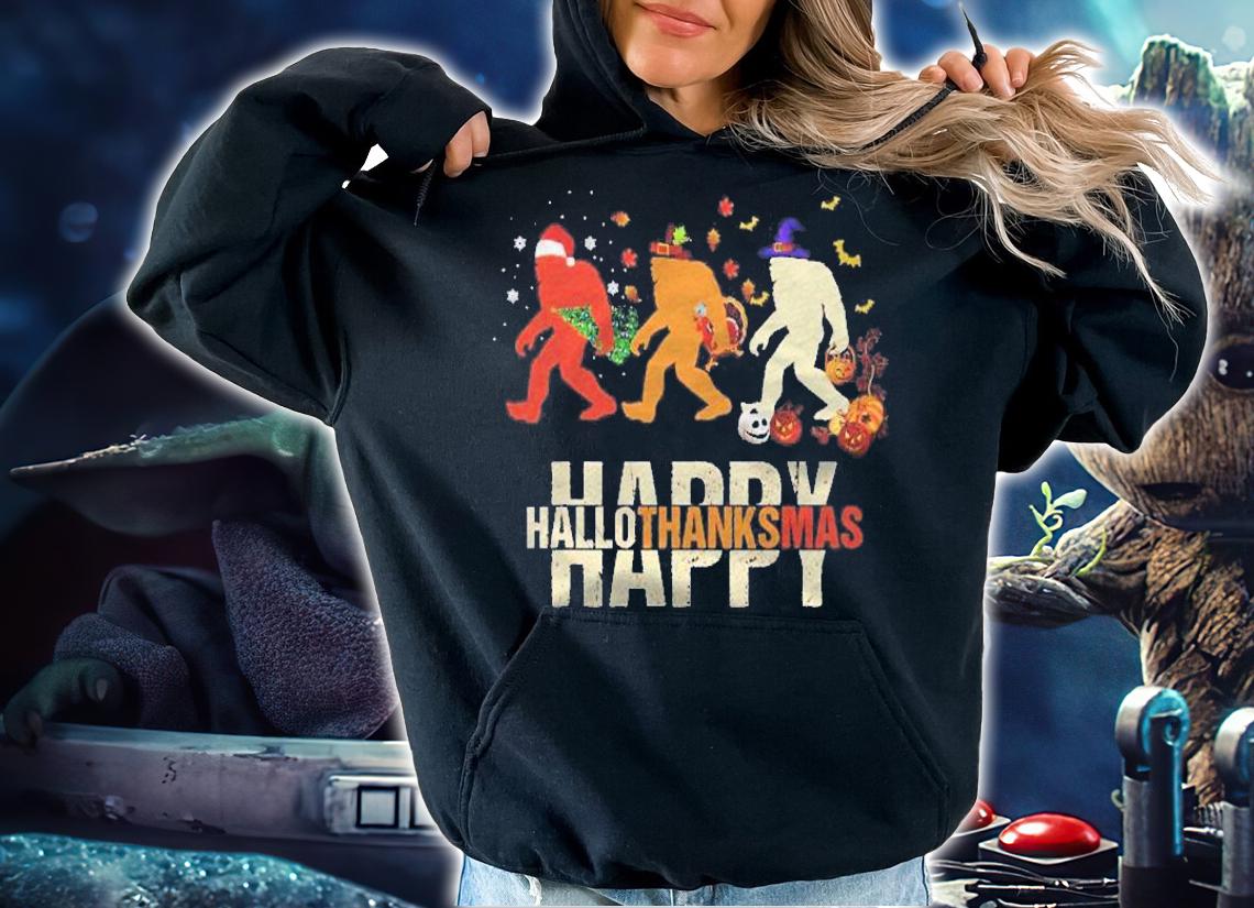 Happy Hallothanksmas Bigfoot Halloween Costume Christmas Shirt hoodie