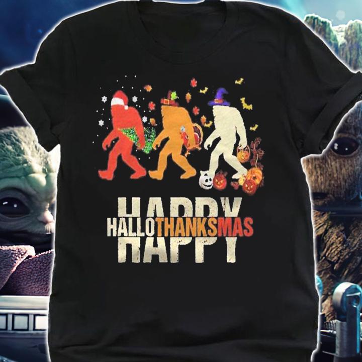 Happy Hallothanksmas Bigfoot Halloween Costume Christmas Shirt shirt