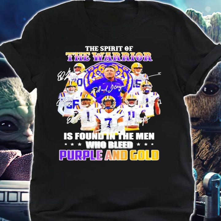 LSU Tigers The Warrior Is Found In The Men Who Bleed Purple And Gold Signatures t-shirt shirt
