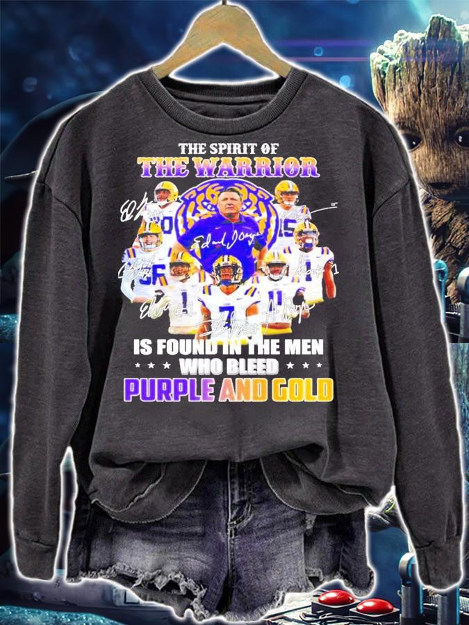 LSU Tigers The Warrior Is Found In The Men Who Bleed Purple And Gold Signatures t-shirt sweatshirt