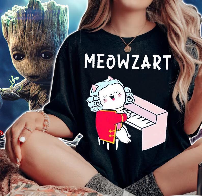 Piano L1 Cat Meowzart T-Shirt woman shirt