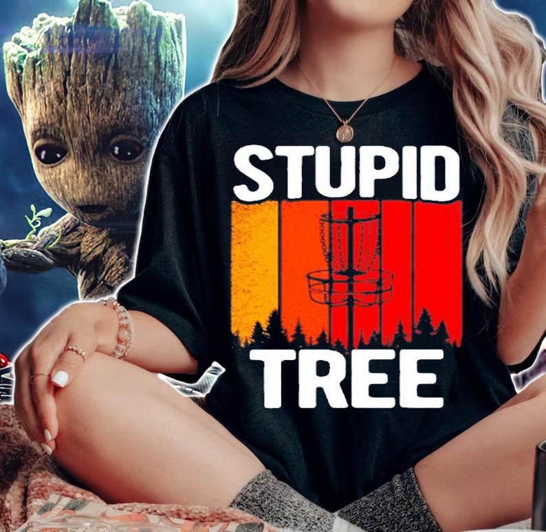 Retro Funny Stupid Tree Frolf Frisbee Gifts For Disc Golfers T-Shirt woman shirt