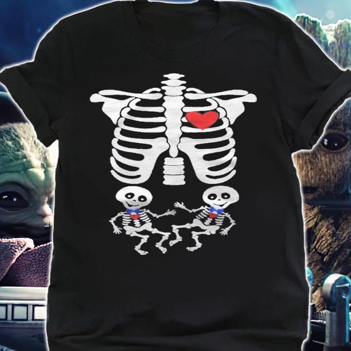 Skeleton Pregnancy Announcement Boy Twins Xray New Mom Shirt shirt