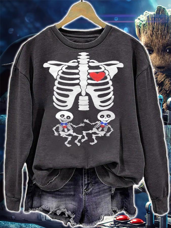 Skeleton Pregnancy Announcement Boy Twins Xray New Mom Shirt sweatshirt